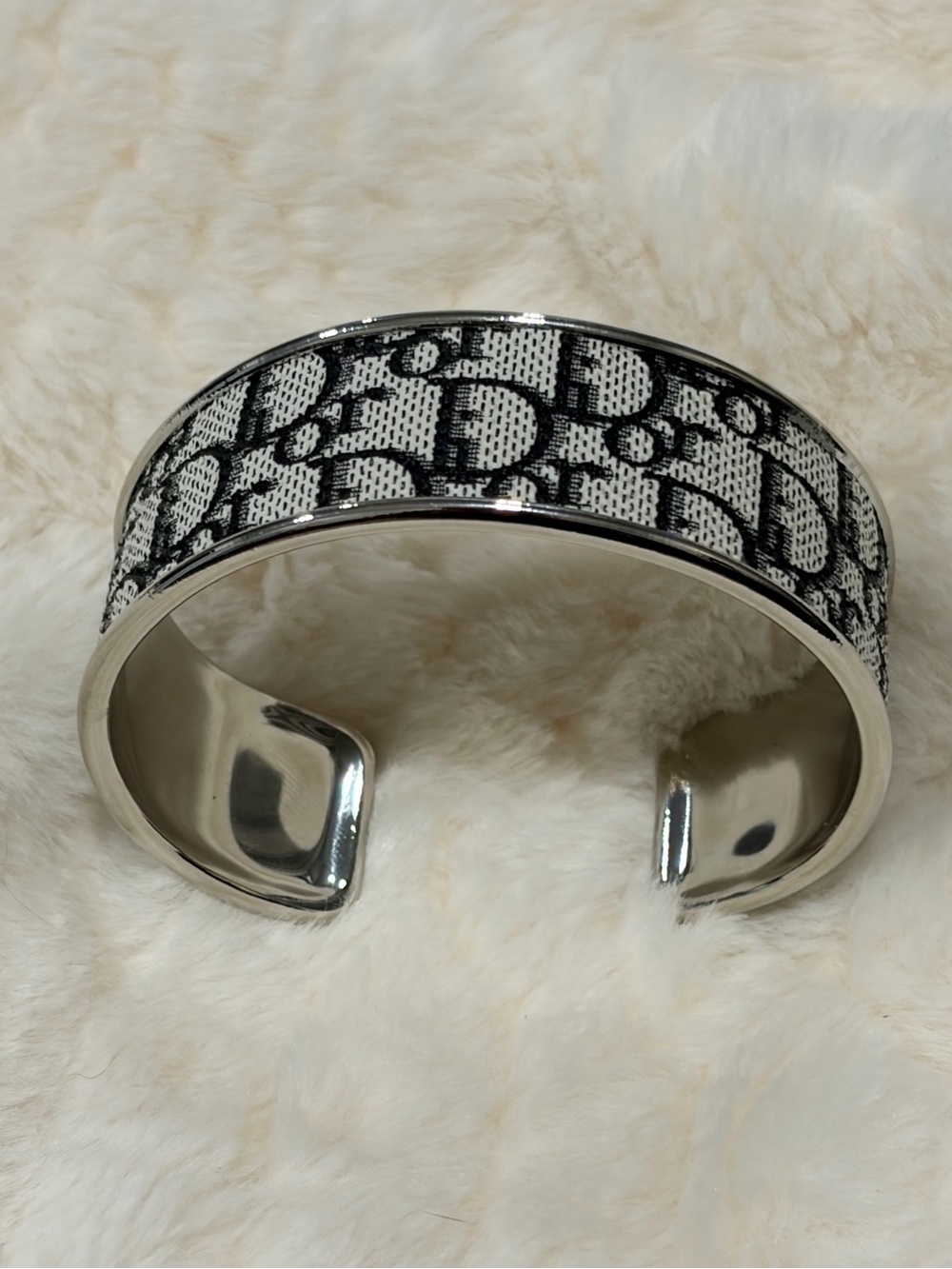 Dior Monogram Pattern Black and White Men's/ Women’s Cuff Bracelet - Picture 2 of 4